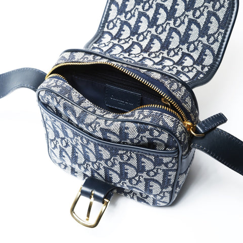 Christian Dior Trotter Canvas Shoulder Bag Navy WS26636