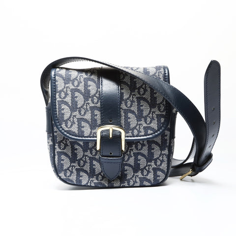 Christian Dior Trotter Canvas Shoulder Bag Navy WS26636
