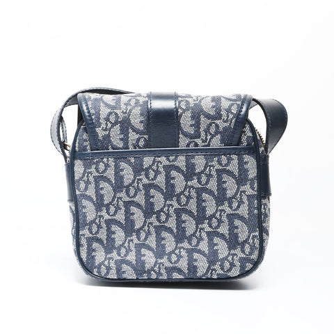 Christian Dior Trotter Canvas Shoulder Bag Navy WS26636