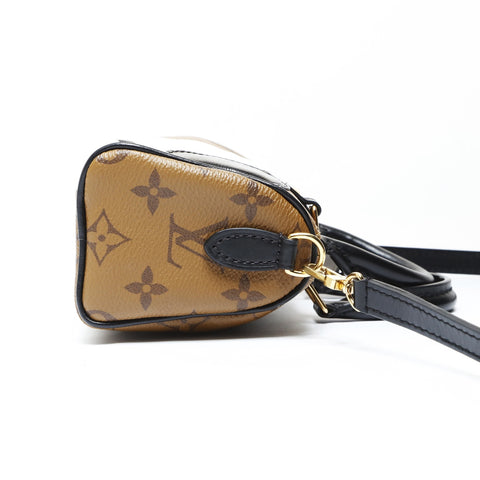 LOUIS VUITTON Monogram Reverse NanoSpeedy x Sun Yitian Handbag Brown WS26638