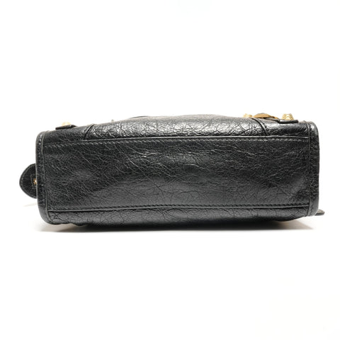 BALENCIAGA The Giant Mini City 2way Metal Gold Handbag black WS26639
