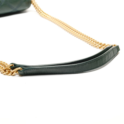 YVES SAINT LAURENT Quilted leather Cassandra bag in moss green with YSL logo Shoulder Bag green WS26640