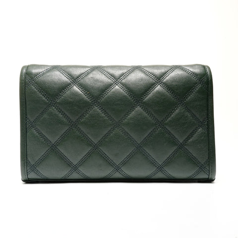 YVES SAINT LAURENT Quilted leather Cassandra bag in moss green with YSL logo Shoulder Bag green WS26640