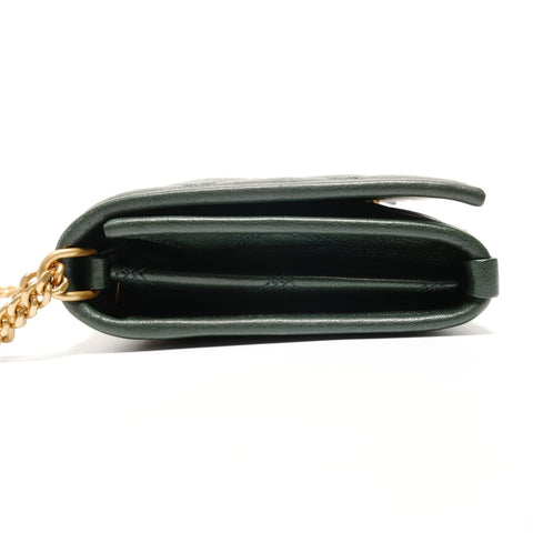 YVES SAINT LAURENT Quilted leather Cassandra bag in moss green with YSL logo Shoulder Bag green WS26640