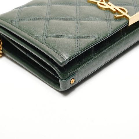 YVES SAINT LAURENT Quilted leather Cassandra bag in moss green with YSL logo Shoulder Bag green WS26640