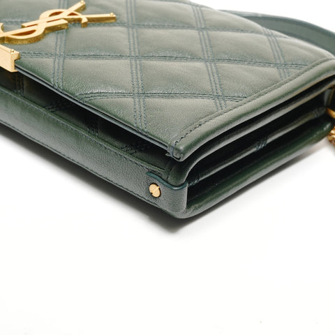 YVES SAINT LAURENT Quilted leather Cassandra bag in moss green with YSL logo Shoulder Bag green WS26640