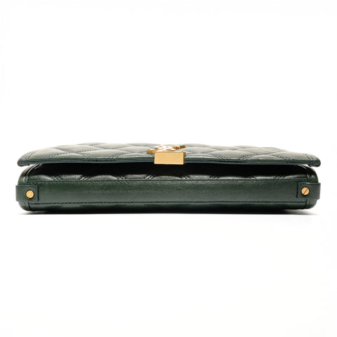 YVES SAINT LAURENT Quilted leather Cassandra bag in moss green with YSL logo Shoulder Bag green WS26640