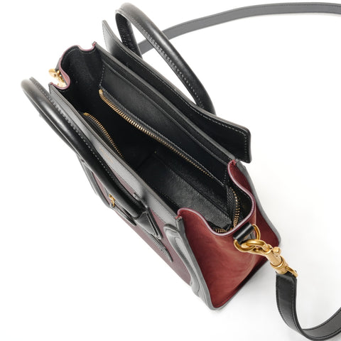 CELINE Luggage Nano 2WAY Bordeaux Handbag Red WS26645