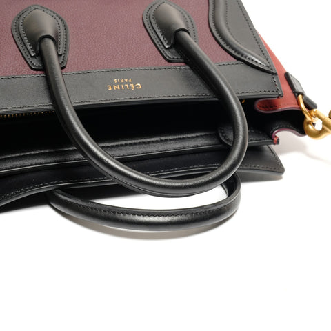 CELINE Luggage Nano 2WAY Bordeaux Handbag Red WS26645