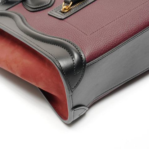 CELINE Luggage Nano 2WAY Bordeaux Handbag Red WS26645