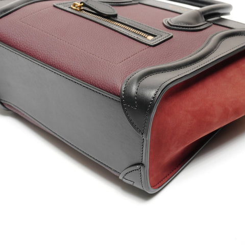 CELINE Luggage Nano 2WAY Bordeaux Handbag Red WS26645