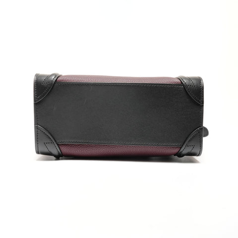 CELINE Luggage Nano 2WAY Bordeaux Handbag Red WS26645