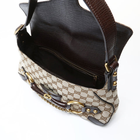 GUCCI Horsebit GG canvas one belt Shoulder Bag Brown WS26646