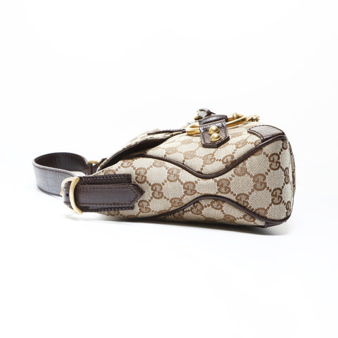 GUCCI Horsebit GG canvas one belt Shoulder Bag Brown WS26646