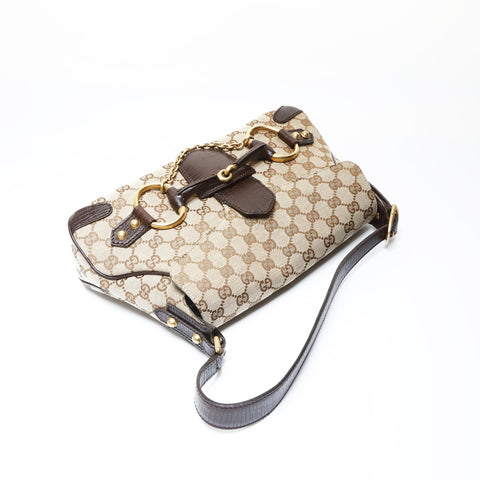GUCCI Horsebit GG canvas one belt Shoulder Bag Brown WS26646