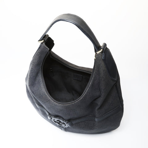 GUCCI GG Canvas Interlocking One-Shoulder Bag Shoulder Bag black WS26651