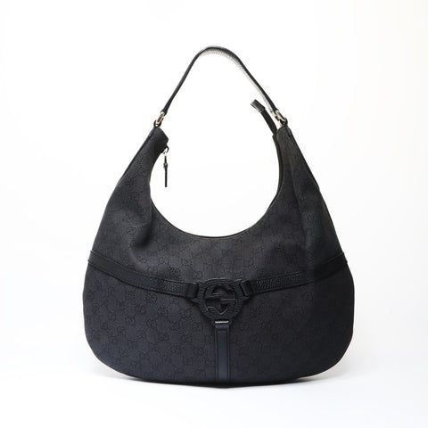 GUCCI GG Canvas Interlocking One-Shoulder Bag Shoulder Bag black WS26651
