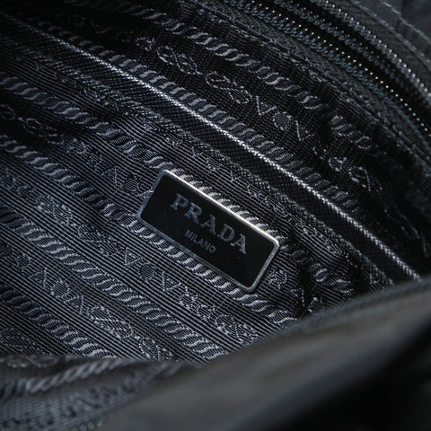 PRADA Studded nylon triangle logo Shoulder Bag black WS26653