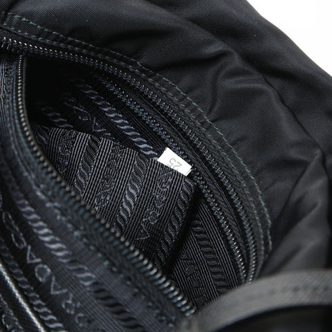 PRADA Studded nylon triangle logo Shoulder Bag black WS26653