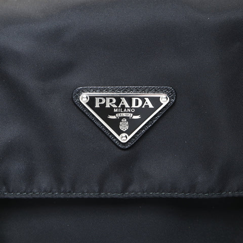 PRADA Studded nylon triangle logo Shoulder Bag black WS26653