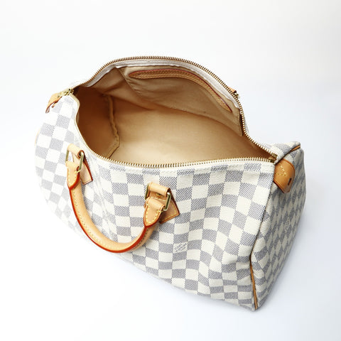LOUIS VUITTON 2010 Damier Speedy 35 Azur Boston bag white WS26661