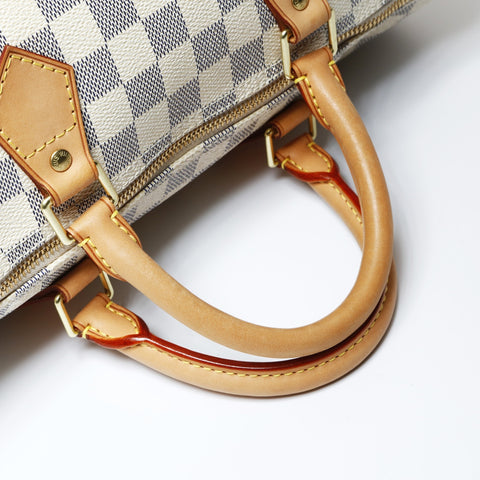 LOUIS VUITTON 2010 Damier Speedy 35 Azur Boston bag white WS26661
