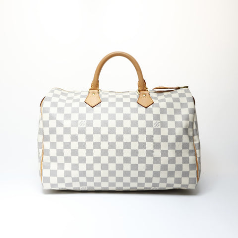 LOUIS VUITTON 2010 Damier Speedy 35 Azur Boston bag white WS26661
