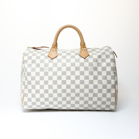 LOUIS VUITTON 2010 Damier Speedy 35 Azur Boston bag white WS26661