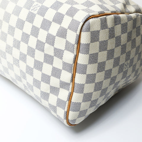 LOUIS VUITTON 2010 Damier Speedy 35 Azur Boston bag white WS26661