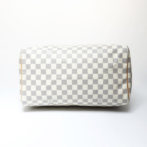 LOUIS VUITTON 2010 Damier Speedy 35 Azur Boston bag white WS26661