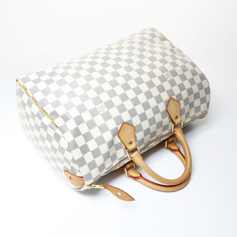 LOUIS VUITTON 2010 Damier Speedy 35 Azur Boston bag white WS26661