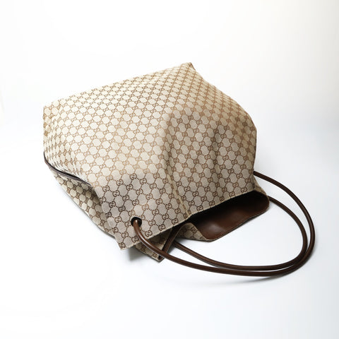 GUCCI GG Canvas Large Tote Shoulder Bag Brown WS26664