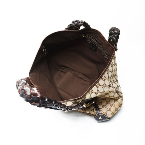 GUCCI GG canvas horsebit Shoulder Bag Brown WS26667