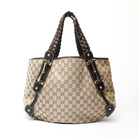 GUCCI GG canvas horsebit Shoulder Bag Brown WS26667