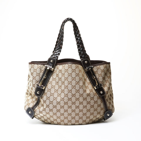 GUCCI GG canvas horsebit Shoulder Bag Brown WS26667