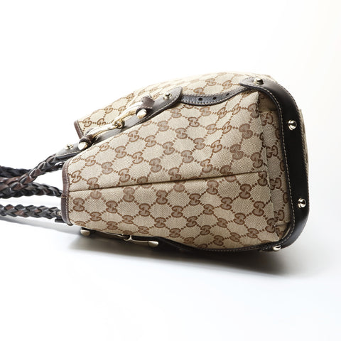 GUCCI GG canvas horsebit Shoulder Bag Brown WS26667