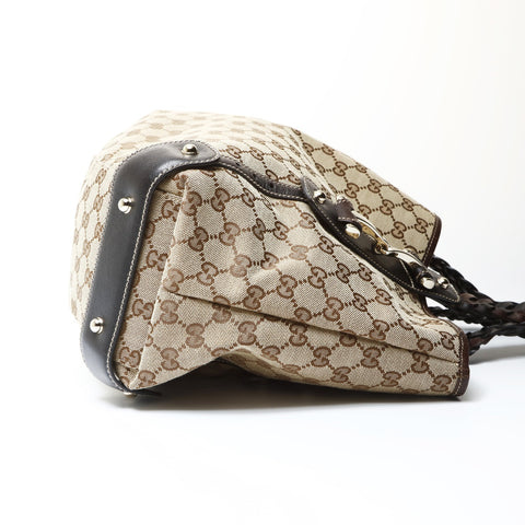 GUCCI GG canvas horsebit Shoulder Bag Brown WS26667