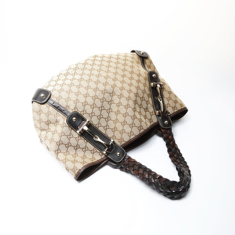 GUCCI GG canvas horsebit Shoulder Bag Brown WS26667