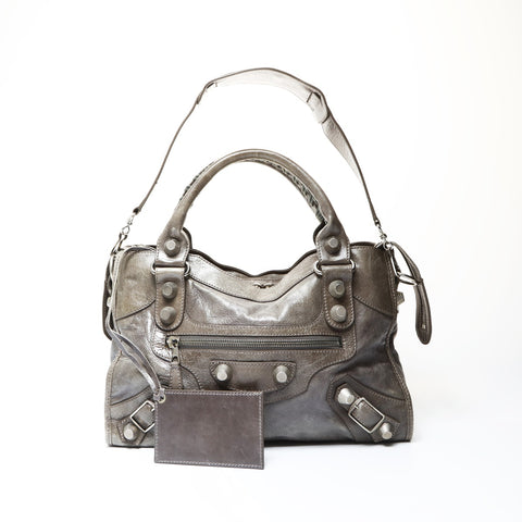 BALENCIAGA Giant City Leather 2way Handbag gray WS26673