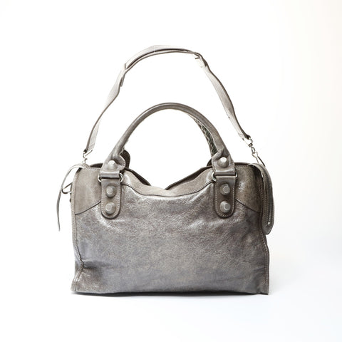 BALENCIAGA Giant City Leather 2way Handbag gray WS26673