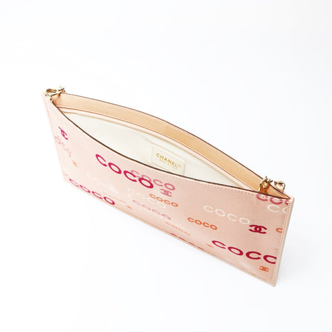 CHANEL Canvas Clutch Chain No. 7 2002-2003 Shoulder Bag pink WS26677
