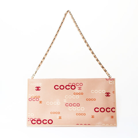 CHANEL Canvas Clutch Chain No. 7 2002-2003 Shoulder Bag pink WS26677