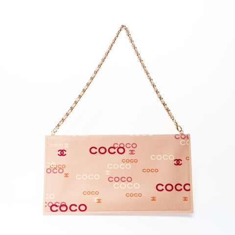 CHANEL Canvas Clutch Chain No. 7 2002-2003 Shoulder Bag pink WS26677