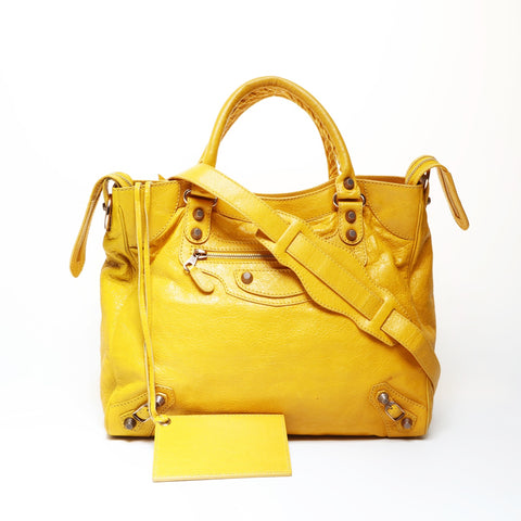 BALENCIAGA Vero Shoulder 2WAY Metal Pink Gold Shoulder Bag yellow WS26678