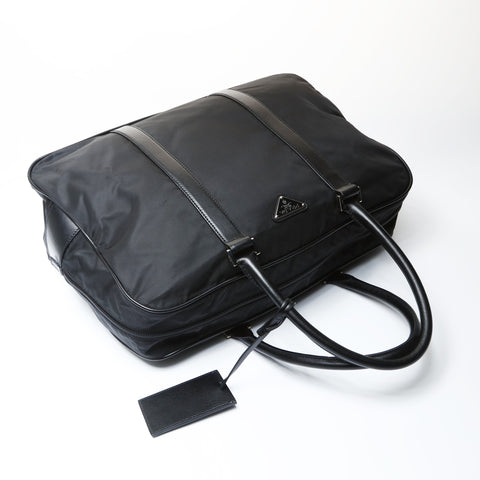 PRADA Tessuto nylon and Saffiano leather business bag with triangle logo Handbag black WS26679