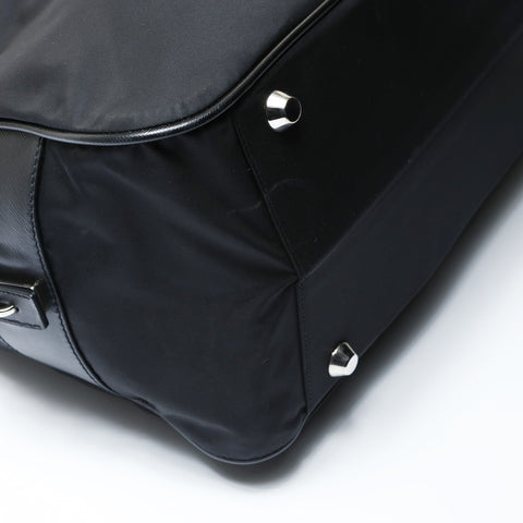 PRADA Tessuto nylon and Saffiano leather business bag with triangle logo Handbag black WS26679