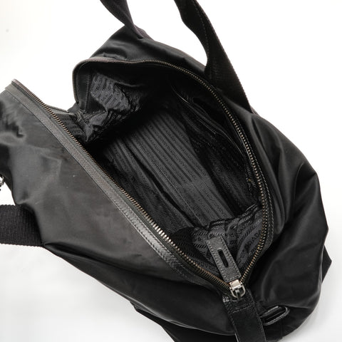 PRADA Nylon Triangle Logo Travel Bag Boston bag black WS26682