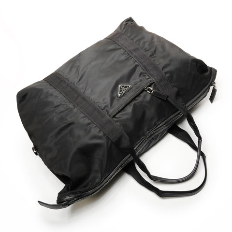 PRADA Nylon Triangle Logo Travel Bag Boston bag black WS26682