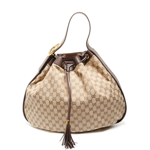 GUCCI GG canvas interlocking G Shoulder Bag Brown WS26683