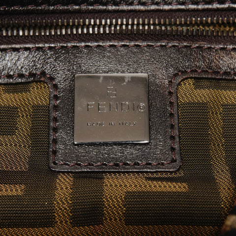 FENDI Nylon Zucca bird print Mamma Bucket Shoulder Bag black WS26688